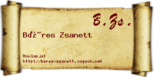 Béres Zsanett névjegykártya